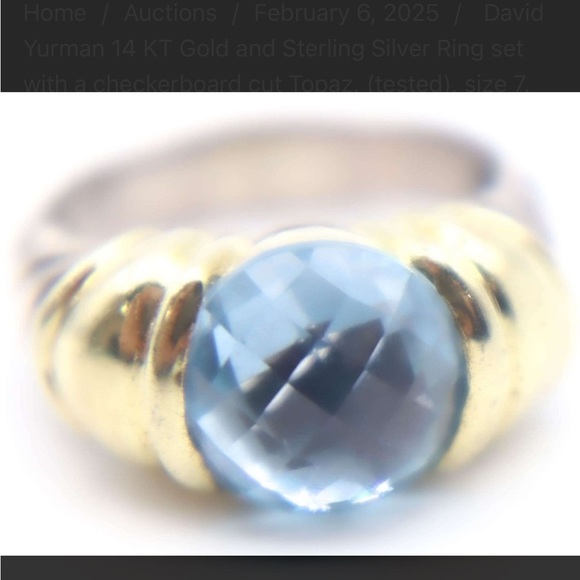 David Yurman Capri Blue Topaz Sterling Silver & 14K gold ring - Picture 6 of 11